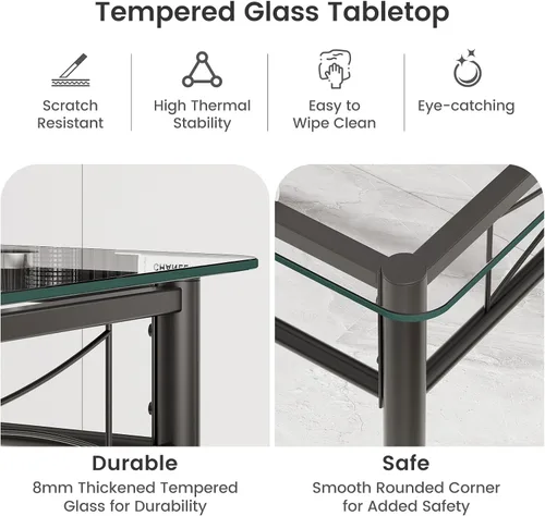 Vista 4 de NAFORT Juego de mesa de comedor de 5 piezas para 4, moderna mesa de cocina de vidrio templado de 3/8 pulgadas con 4 sillas de comedor tapizadas