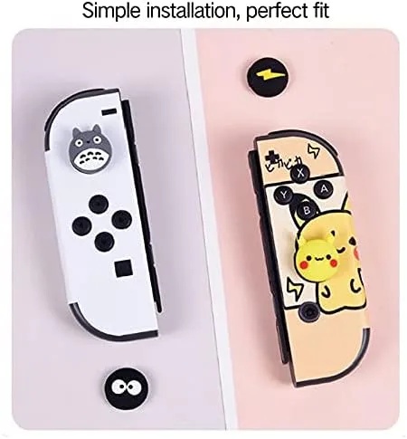 Vista 3 de PERFECTSIGHT 4 tapas de agarre para el pulgar compatibles con consola Nintendo SwitchOLEDLite funda de botón analógico 3D de silicona suave Kawaii