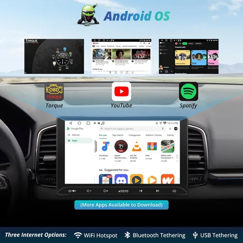 Vista 7 de A5L Estéreo de coche Android de 10.1 pulgadas de doble DIN, CarPlay inalámbrico y Android Auto, DriveChat AI, Salida HDMI, Control IoT, Arranque