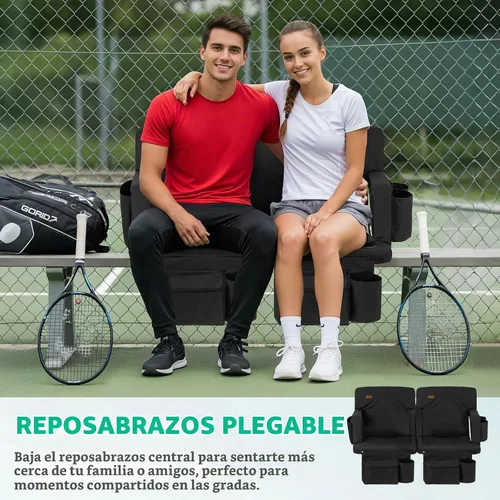 Vista 7 de Overmont 2 Piezas Asientos para Estadio con Soporte para la Espalda - Cojín Acolchado de 2.8'' Asiento Reclinable de Gradería de 6 Posiciones