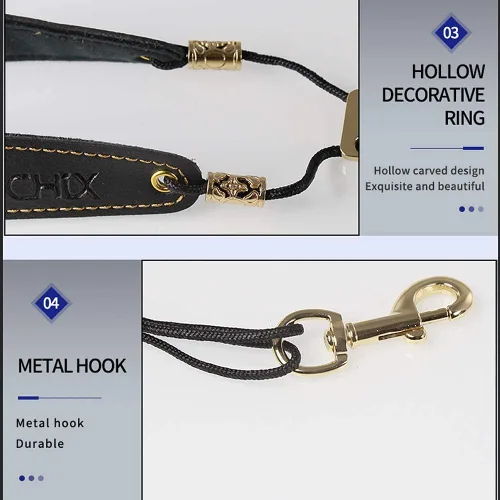 Vista 7 de Saxofón Saxofón Correa de cuello negro para saxo barítono alto tenor soprano, súper fibra, gancho de metal, instrumentos musicales accesorios piezas