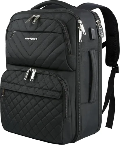 Vista 8 de EMPSIGN Mochila Bolso para Laptop para Mujeres y Hombres con Puerto de Carga USB, Mochila de Viaje Resistente al Agua Acolchada de 15.6 Pulgadas