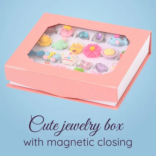 Vista 6 de nutty toys Anillos de Joyas para Niñas Pequeñas, 24 Juego de Joyería Ajustable para Disfrazarse y Juego de Simulación para Niños, Mejores Regalos