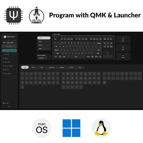 Vista 2 de Keychron Teclado mecánico con cable C1 Pro, diseño TKL, retroiluminación RGB programable QMK con interruptor rojo silencioso K Pro intercambiable
