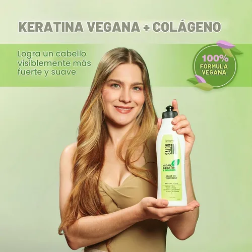 Vista 3 de Salon In - Tratamiento sin enjuague con queratina vegana y colágeno, 17.6 oz