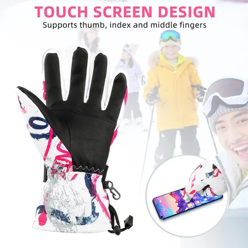 Vista 5 de Ski Gloves, ProChosen Winter Warm Gloves Men Women, Waterproof Nonslip Breathable Touchscreen Snow Gloves, Snowboarding Gloves for Cold Weather
