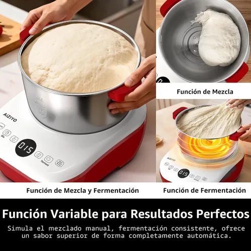 Vista 5 de AIZIYO DoughChief, Mezclador de masa de 5.3QT, Fabricador de masa con función de fermentación, Control de panel táctil, Tazón de acero inoxidable