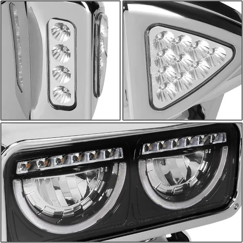 Vista 5 de DNA MOTORING HL-HAY-033-BK Par de faros delanteros LED con anillo de halo tipo U y reflector, ángulo amplio, compatible con Peterbilt 359
