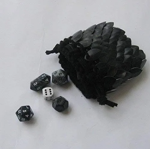 Vista 2 de Scalemail - Bolsa de dados en tejido Dragonhide Armor- Negro