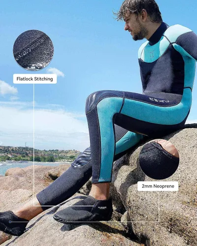 Vista 2 de XUKER Botas de buceo de neopreno de 0.079 pulgadas, botines de neopreno para hombres y mujeres, zapatos de agua con suela antideslizante, zapatos