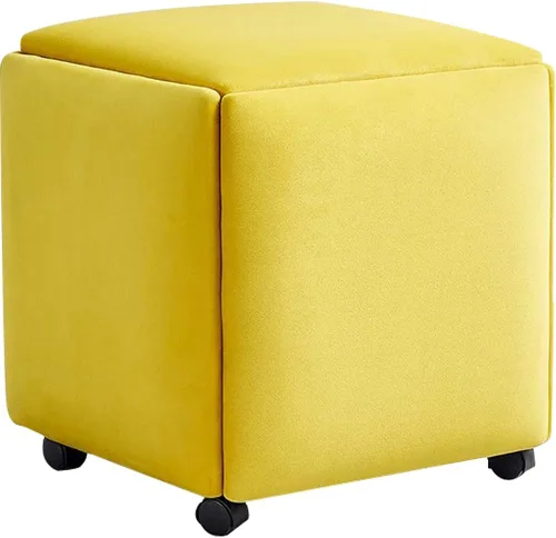 Vista 8 de WAYUTO Cubo de asiento 5 en 1 con ruedas giratorias, apilable para sofá, silla, taburete otomano anidable, reposapiés movible, silla de tocador