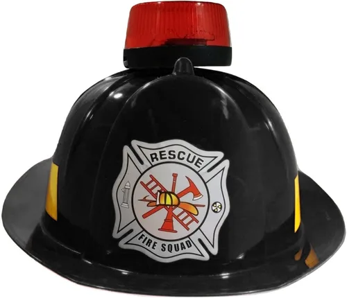 Vista 3 de Casco de bomberos de jefe de bombero, sombrero rojo con disfraz de sirena