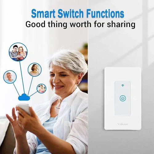 Vista 5 de Tuya - Interruptor de luz inteligente compatible con Alexa, interruptor inteligente WiFi de un solo polo de 1 banda
