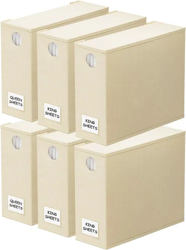 Vista 12 de SpaceAid Paquete de 2 Organizadores y Almacenamiento de Sábanas, Organizador de Sábanas Plegable para Armario de Ropa Blanca, Carpeta Guardadora