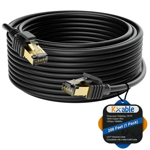 Vista 15 de Kxable Cable Ethernet Cat 7 de 1 pie, cable de Internet de alta velocidad Cat7, cable de red LAN RJ45 CAT7, triple blindaje SFTP de 10 Gbps 600 Mhz