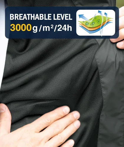 Vista 15 de SWISSWELL Chaqueta impermeable para hombre, rompevientos, ligera con capucha para uso diario casual