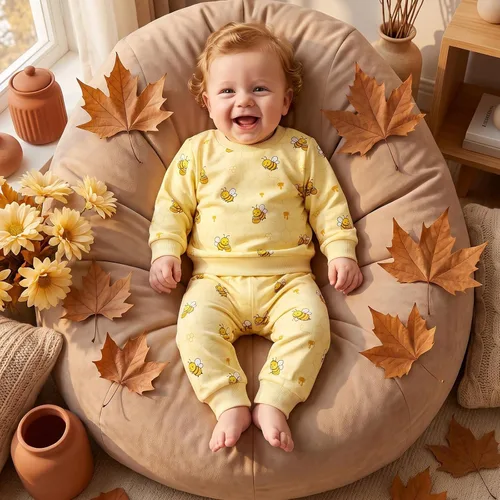 Vista 6 de Sudadera con estampado de abeja y pantalones de bolsillo para bebé niña