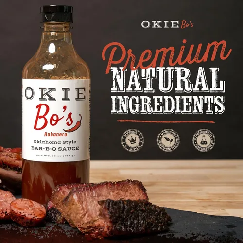 Vista 5 de OkieBo's Habanero BBQ Sauce – Auténtico estilo Oklahoma, ideal para cerdo, costillas, pechuga, salmón, pollo y más – condimento premium