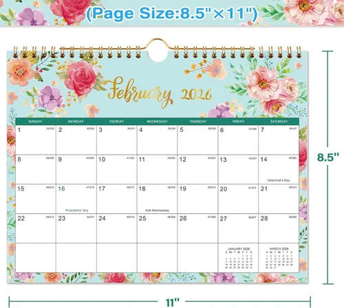 Vista 6 de Calendario 2026 – Calendario de pared 2026 con 12 meses, enero de 2026 a diciembre de 2026, 11 x 8.5 pulgadas, calendario de pared con papel grueso