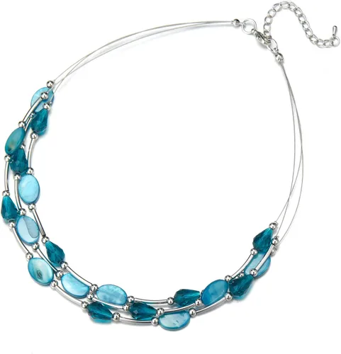 Vista 2 de Collar a capas con cristal para mujer, gargantilla con cadena de plata gruesa, regalo de cumpleaños para mujer
