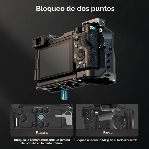 Vista 2 de Kit de Jaula SmallRig para Sony A6700 con Abrazadera de Cable para HDMI, Placa de Liberación Rápida Integrada para Tipo Arca, Jaula de Vídeo