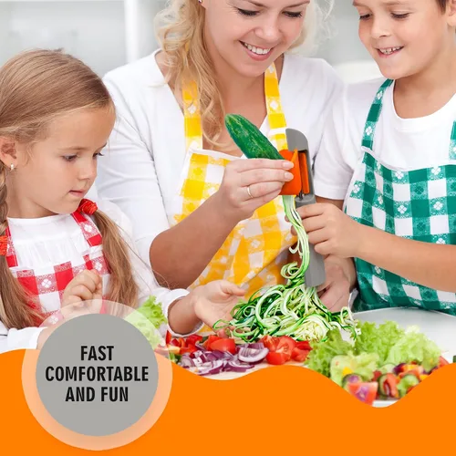 Vista 7 de Cheer Collection Espiralizador de verduras de mano, pelador de verduras giratorio de acero inoxidable con mango antideslizante, cortador de verduras