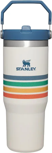 Vista 102 de STANLEY IceFlow 2.0 - Vaso con pajilla abatible con asa, 30 onzas, tapa giratoria y popote abatible, botella de agua a prueba de fugas, acero Tiza
