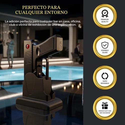 Vista 4 de Abridor de botellas de sacacorchos de vino con pistola eléctrica, batería inalámbrica con base de funda recargable, abre automáticamente vinos Negro