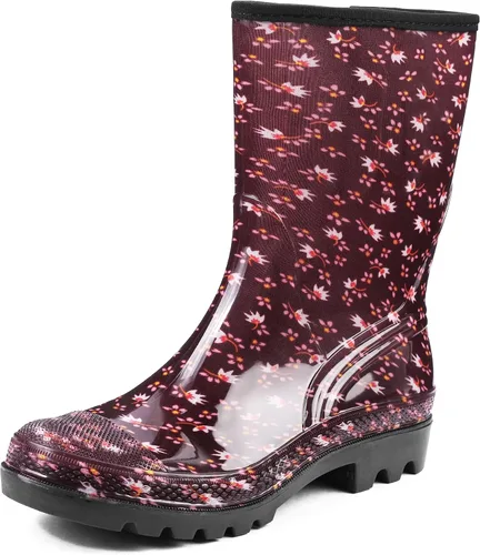 Vista 63 de DKSUKO Waterproof Womens Rain Boots insulated,Lightweight Rubber fashion Boots in Gardening,Warm and Comfortable Wide Calf Rain Boots with Glossy in