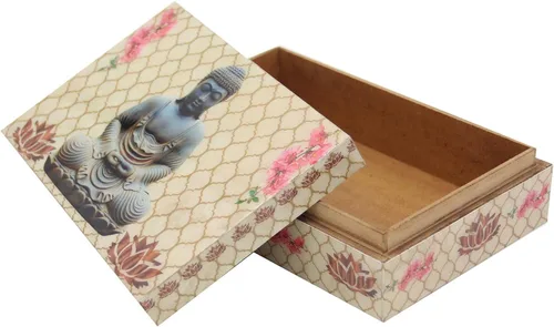 Vista 3 de DharmaObjects Caja de almacenamiento decorativa para recuerdos (meditación Buddha, 8 x 5 pulgadas)
