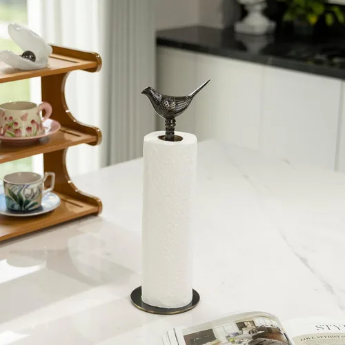 Vista 6 de 1 Lujoso Soporte para Toallas de Papel de Latón para Encimera (Negro)