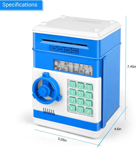 Vista 3 de Alcancía de caricatura Caja de seguridad electrónica con contraseña tipo cajero automático Para monedas, enrolla los billetes de forma automática