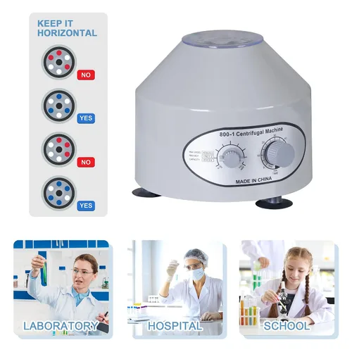 Vista 2 de SUPER DEAL Máquina centrífuga eléctrica de laboratorio, 4000 RPM, capacidad de 0.7 fl oz x 6, temporizador preciso y control de velocidad, 110 V