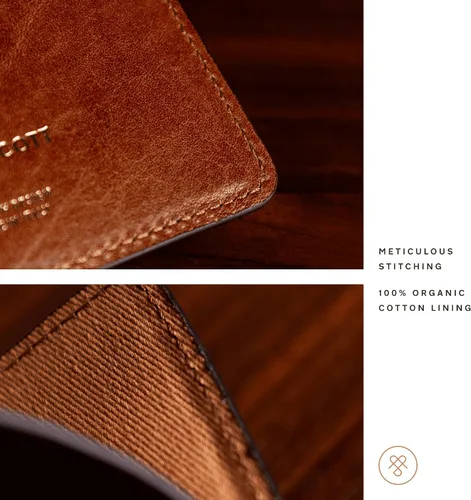 Vista 6 de Maxwell Scott - Funda de piel de lujo para hombre, delgada, compacta, para tarjetas de crédito, hecha a mano con piel italiana de grano completo