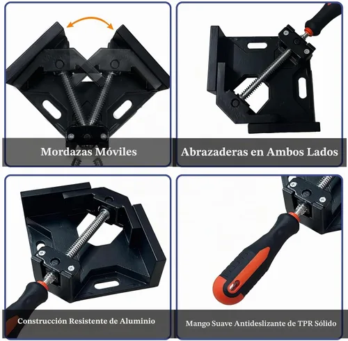 Vista 6 de Abrazadera de esquina 4pcs Abrazadera de ángulo recto de 90 grados Negro
