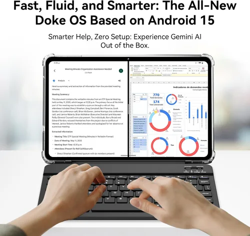 Vista 4 de Tableta Blackview Android con teclado, tableta grande de 12 pulgadas, tabletas computadora con Gemini AI, lápiz, 24GB+128GB/2TB, pantalla 2K FHD+