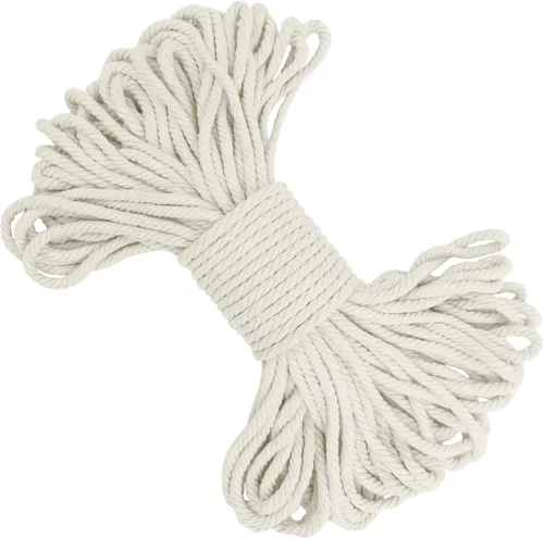 Vista 40 de Cuerda de macramé de 0.197 in x 22 yardas, cuerda gruesa de hilo de algodón natural, cuerda de colores para colgar plantas de macramé, para colgar