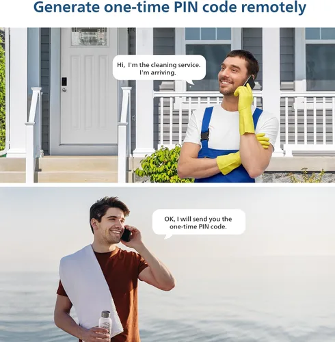 Vista 3 de Philips Cerradura de puerta de entrada sin llave, genera código único de forma remota no conectada, cerradura de cerrojo independiente con teclado