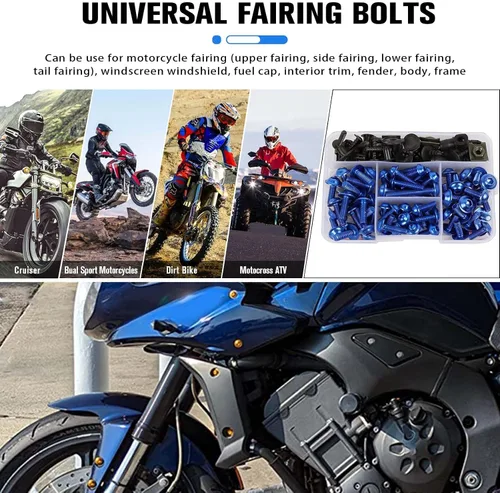 Vista 3 de CHIFUN Kit de pernos de carenado de motocicleta, 195 piezas de tornillos de aluminio M5 M6, kit surtido de arandelas de plástico, tuercas