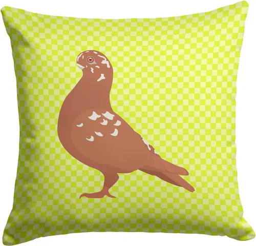 Vista 355 de Caroline's Treasures BB8163PW1414 Beltsville - Almohada decorativa de tela a cuadros pequeños, color blanco, pavo y gallina azul, lavable a máquina
