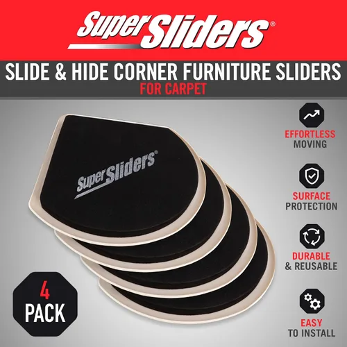 Vista 3 de Almohadilla de fieltro y patín oculto reutilizable para muebles, para pisos rígidos (4 piezas) – Superdeslizadores de 5", 4734195N