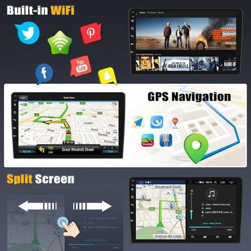 Vista 5 de [2+64G] Android 15 Estéreo de coche para Mazda CX-9 2007-2015 con CarPlay inalámbrico y Android Auto, pantalla táctil IPS de 10.1 pulgadas