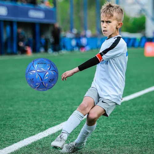 Vista 6 de EVZOM Balón de fútbol luminoso oficial juego de fútbol americano, tamaño 3, tamaño 4, tamaño 5 para niños, niñas, adultos, al aire libre
