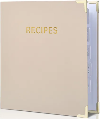 Vista 12 de Carpeta estética de recetas de 8.5 x 11 pulgadas con cubierta impermeable, el libro de recetas perfecto con fundas de plástico para escribir tus
