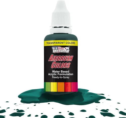 Vista 23 de U.S. Art Supply Pintura acrílica transparente Chartruesse para aerógrafo, 8 onzas, lista para rociar, pintura con pincel de aire para uñas, modelos