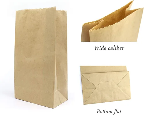 Vista 3 de Kslong - Bolsas de almuerzo de papel, 50 unidades, bolsas de papel marrón de 6 libras, 6.1 x 3.9 x 11.8 pulgadas, bolsas de papel kraft duraderas