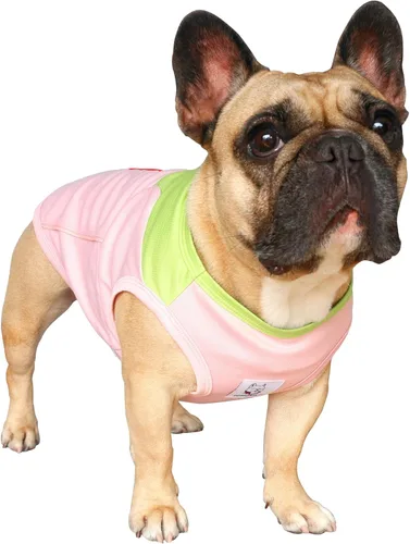 Vista 24 de iChoue - Camisetas de rayas de algodón 100% transpirable para Bulldog francés, chaleco de Halloween para perros medianos, camisetas Frenchie Pug
