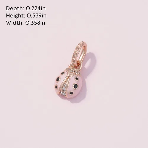 Vista 5 de PANDORA Joyería colgante de cristal de mariquita rosa y circonita cúbica para collar oro rosa Oro rosa Cristal Esmalte Circonita cúbica
