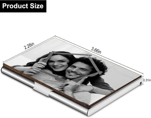 Vista 5 de Tarjetero de metal personalizado para hombres y mujeres, estuche para tarjetas de presentación fotográficas, diseño delgado, tarjetero de bolsillo