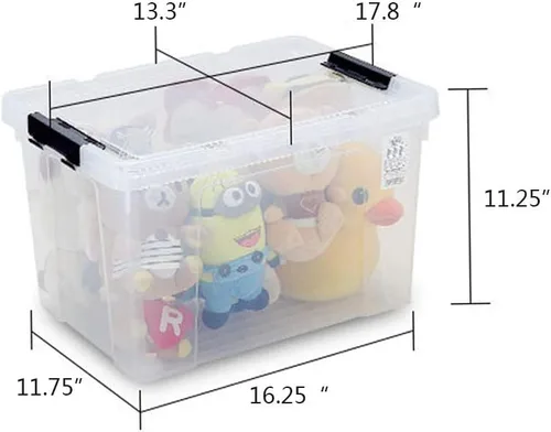 Vista 2 de Ggbin Bolsa de almacenamiento transparente de 34 cuartos de galón, contenedor de plástico con cierre negro, paquete de 4